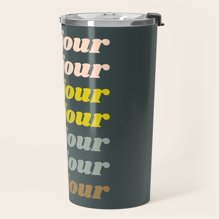 Bonjour in Pretty Pastels Travel Mug Gallery Image 2