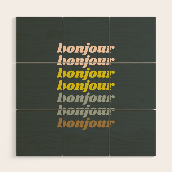 Bonjour in Pretty Pastels Wood Wall Art Gallery Image 1