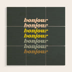 Bonjour in Pretty Pastels Wood Wall Art Gallery Image 1