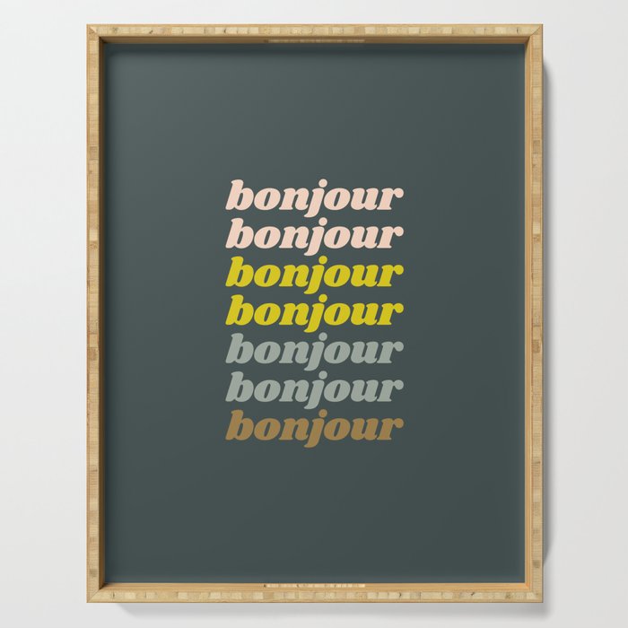 Bonjour in Pretty Pastels Serving Tray Gallery Image 1