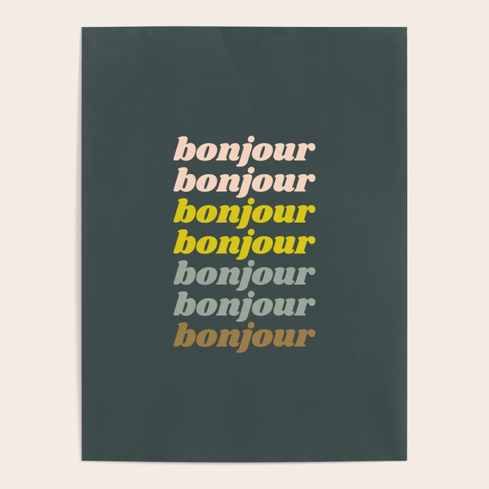Bonjour in Pretty Pastels Poster Gallery Image 4