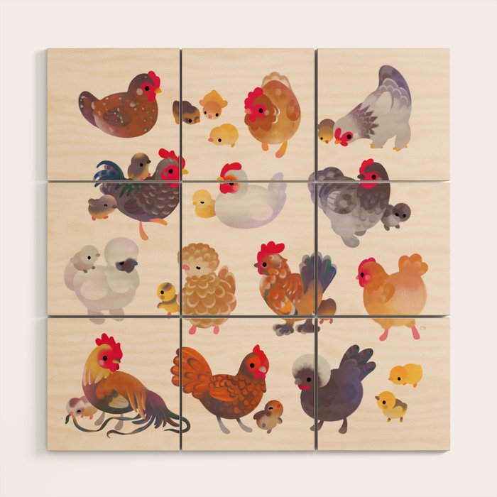 Chicken and Chick Wood Wall Art Gallery Image 1