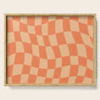 Coral Wavy Checkerboard Serving Tray Gallery Image 1