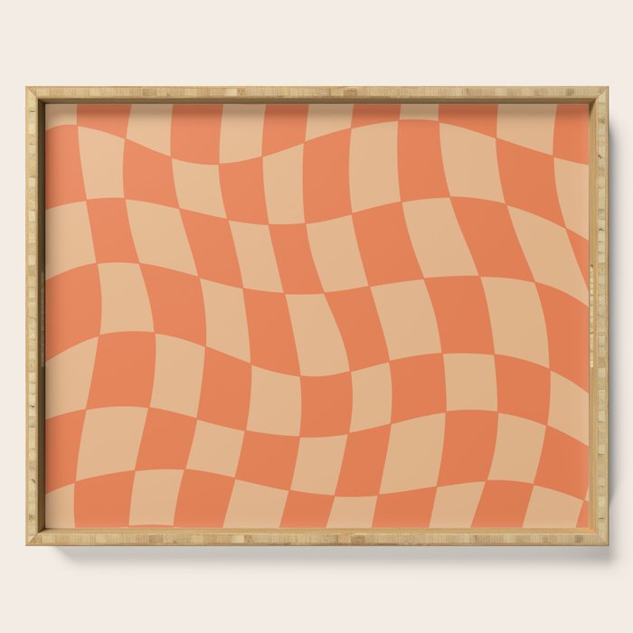 Coral Wavy Checkerboard Serving Tray Gallery Image 1