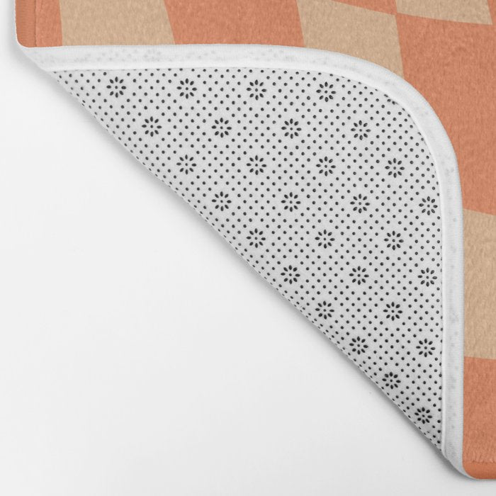 Coral Wavy Checkerboard Bath Mat Gallery Image 2