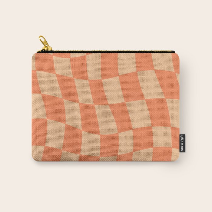Coral Wavy Checkerboard Carry All Pouch Gallery Image 1