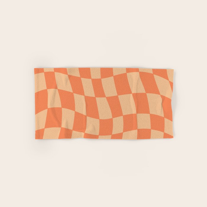 Coral Wavy Checkerboard Bath Towel Gallery Image 1