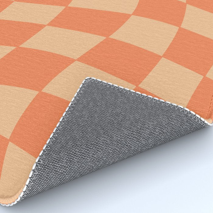 Coral Wavy Checkerboard Rug Gallery Image 4