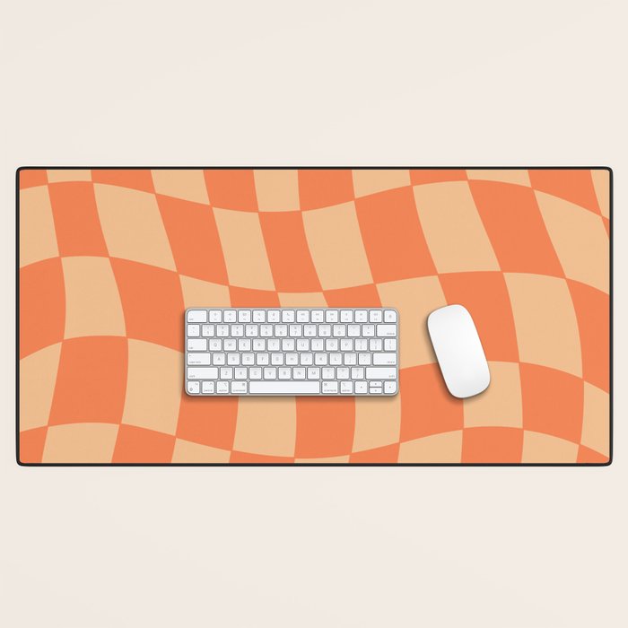 Coral Wavy Checkerboard Desk Mat Gallery Image 1