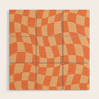 Coral Wavy Checkerboard Wood Wall Art Gallery Image 1