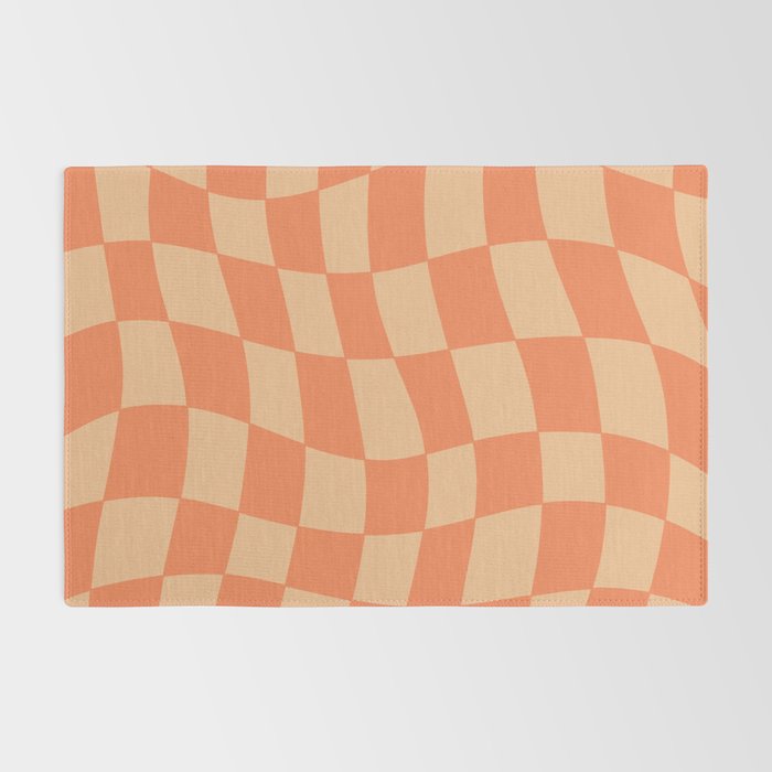 Coral Wavy Checkerboard Rug Gallery Image 2