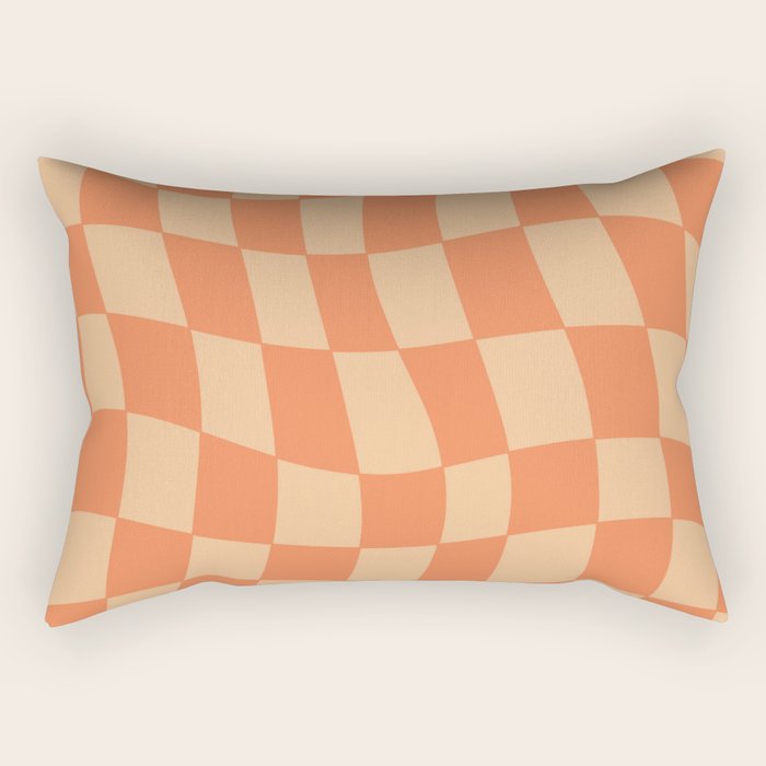 Coral Wavy Checkerboard Rectangular Pillow Gallery Image 1