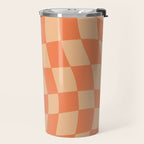 Coral Wavy Checkerboard Travel Mug Gallery Image 2