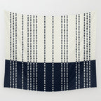 Spotted Stripes, Ivory and Navy Blue Wall Tapestry Gallery Image 4