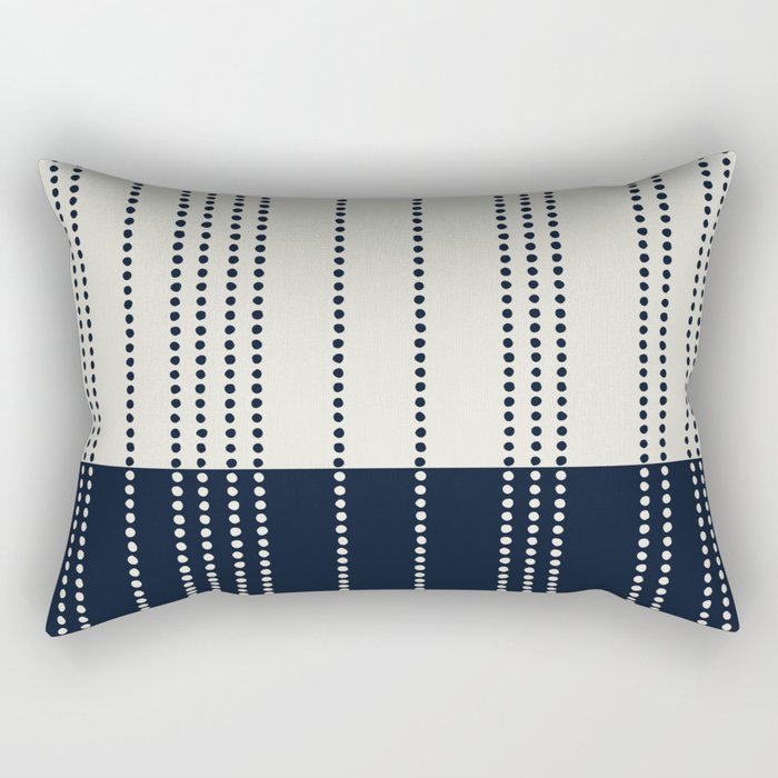 Spotted Stripes, Ivory and Navy Blue Rectangular Pillow Gallery Image 1