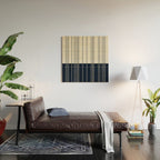 Spotted Stripes, Ivory and Navy Blue Wood Wall Art Gallery Image 2