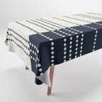 Spotted Stripes, Ivory and Navy Blue Tablecloth Gallery Image 1