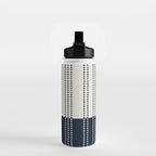 Spotted Stripes, Ivory and Navy Blue Water Bottle Gallery Image 2