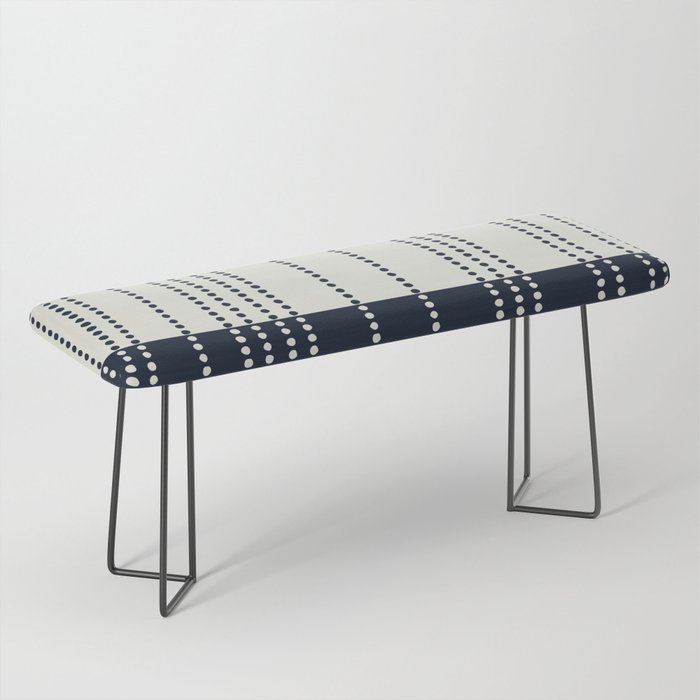Spotted Stripes, Ivory and Navy Blue Bench Gallery Image 1