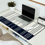 Spotted Stripes, Ivory and Navy Blue Desk Mat Gallery Image 2
