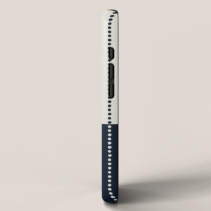 Spotted Stripes, Ivory and Navy Blue iPhone Case Gallery Image 2