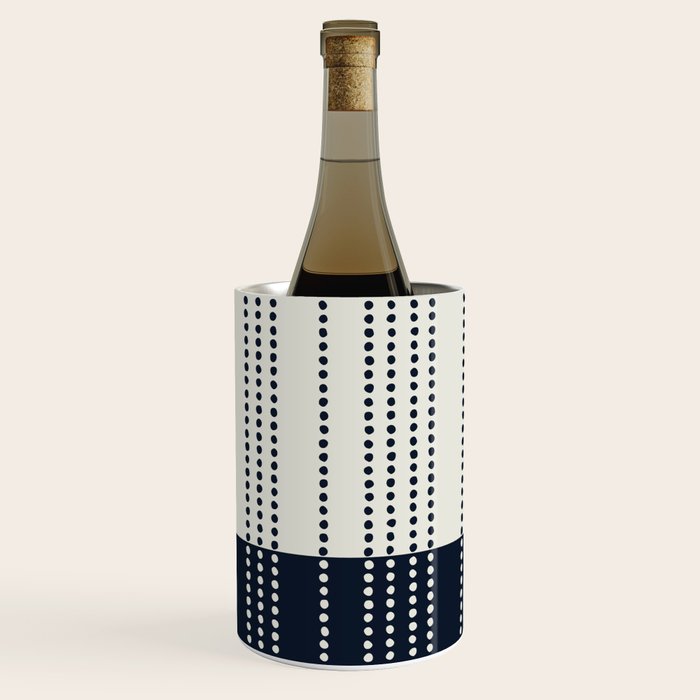 Spotted Stripes, Ivory and Navy Blue Wine Chiller Gallery Image 2