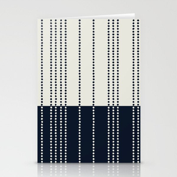 Spotted Stripes, Ivory and Navy Blue Stationery Card Gallery Image 2