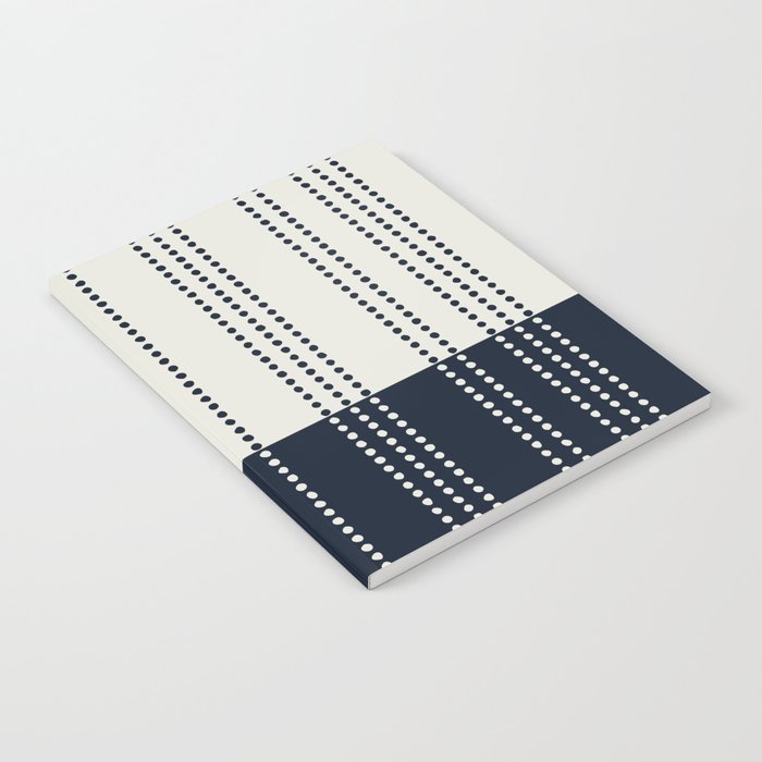 Spotted Stripes, Ivory and Navy Blue Notebook Gallery Image 1