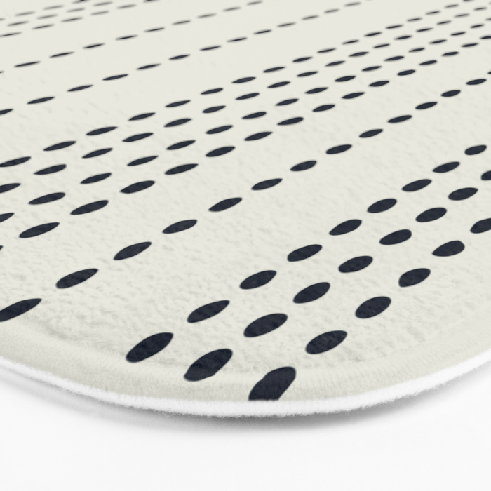 Spotted Stripes, Ivory and Navy Blue Bath Mat Gallery Image 3