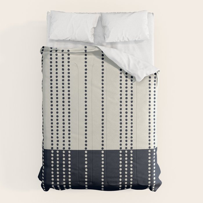 Spotted Stripes, Ivory and Navy Blue Comforter Gallery Image 6