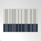 Spotted Stripes, Ivory and Navy Blue Welcome Mat Gallery Image 1