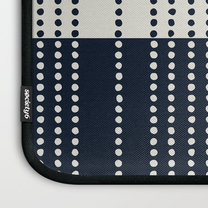 Spotted Stripes, Ivory and Navy Blue Laptop Sleeve Gallery Image 3