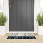 Spotted Stripes, Ivory and Navy Blue Welcome Mat Gallery Image 3