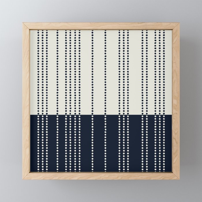 Spotted Stripes, Ivory and Navy Blue Mini Art Print Gallery Image 1