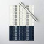 Spotted Stripes, Ivory and Navy Blue Wrapping Paper Gallery Image 1