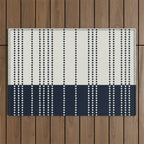 Spotted Stripes, Ivory and Navy Blue Outdoor Rug Gallery Image 1