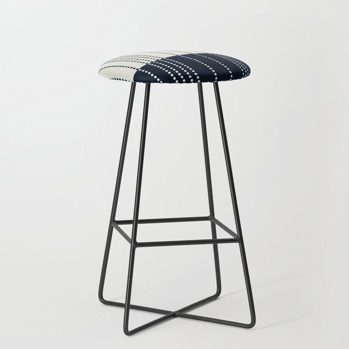 Spotted Stripes, Ivory and Navy Blue Stool Gallery Image 1