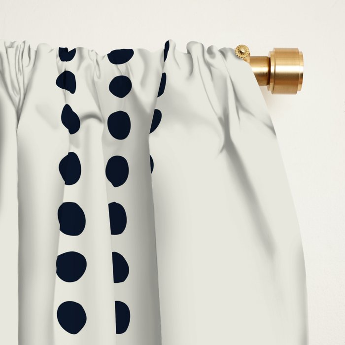 Spotted Stripes, Ivory and Navy Blue Window Curtain Gallery Image 2