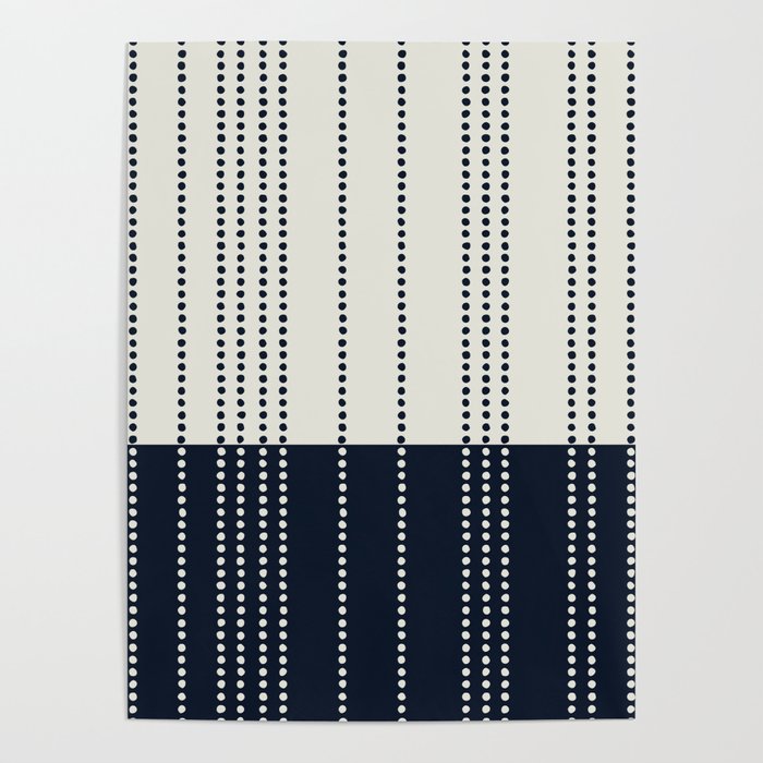 Spotted Stripes, Ivory and Navy Blue Poster Gallery Image 1