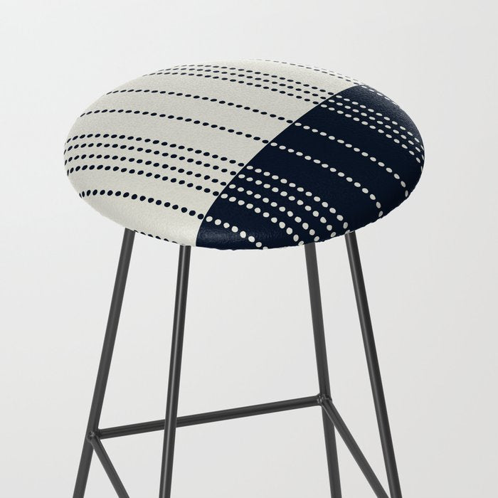 Spotted Stripes, Ivory and Navy Blue Stool Gallery Image 2