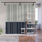 Spotted Stripes, Ivory and Navy Blue Wall Mural Gallery Image 1