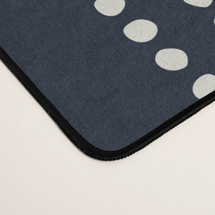Spotted Stripes, Ivory and Navy Blue Desk Mat Gallery Image 4