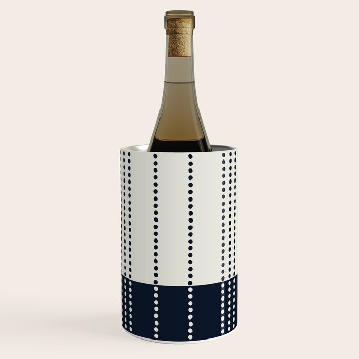 Spotted Stripes, Ivory and Navy Blue Wine Chiller Gallery Image 1