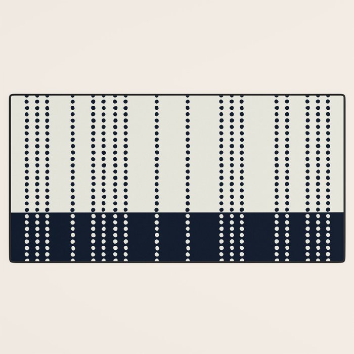 Spotted Stripes, Ivory and Navy Blue Desk Mat Gallery Image 3