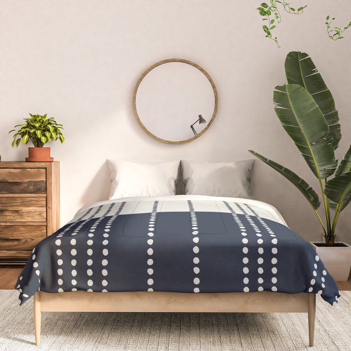 Spotted Stripes, Ivory and Navy Blue Comforter Gallery Image 3