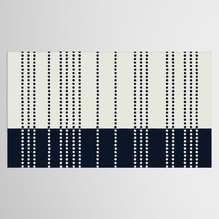 Spotted Stripes, Ivory and Navy Blue Tablecloth Gallery Image 2