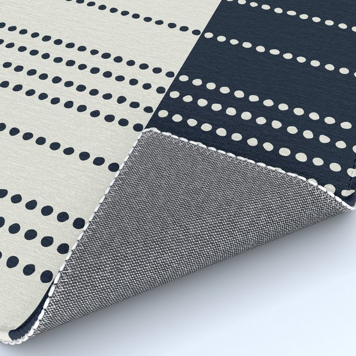 Spotted Stripes, Ivory and Navy Blue Rug Gallery Image 4