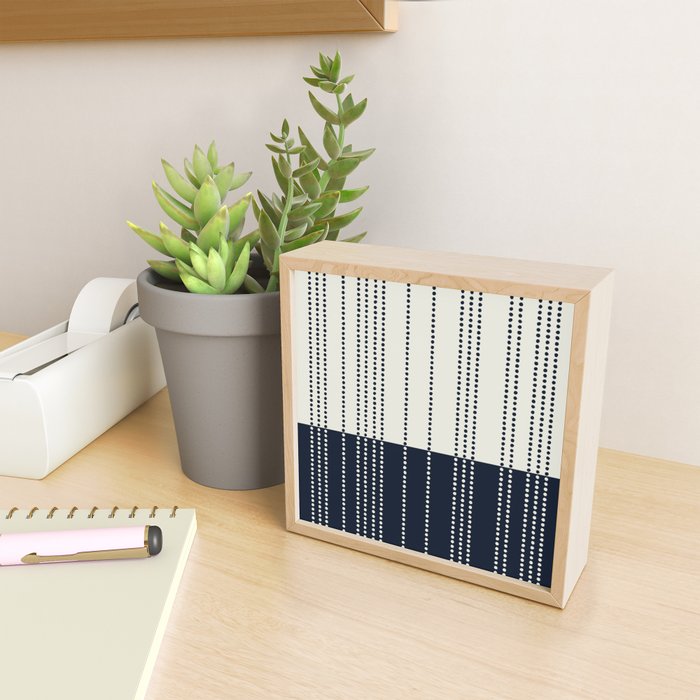 Spotted Stripes, Ivory and Navy Blue Mini Art Print Gallery Image 2
