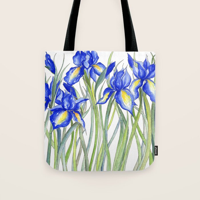 Blue Iris, Illustration Tote Bag Gallery Image 1