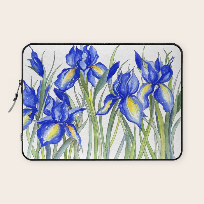 Blue Iris, Illustration Laptop Sleeve Gallery Image 1
